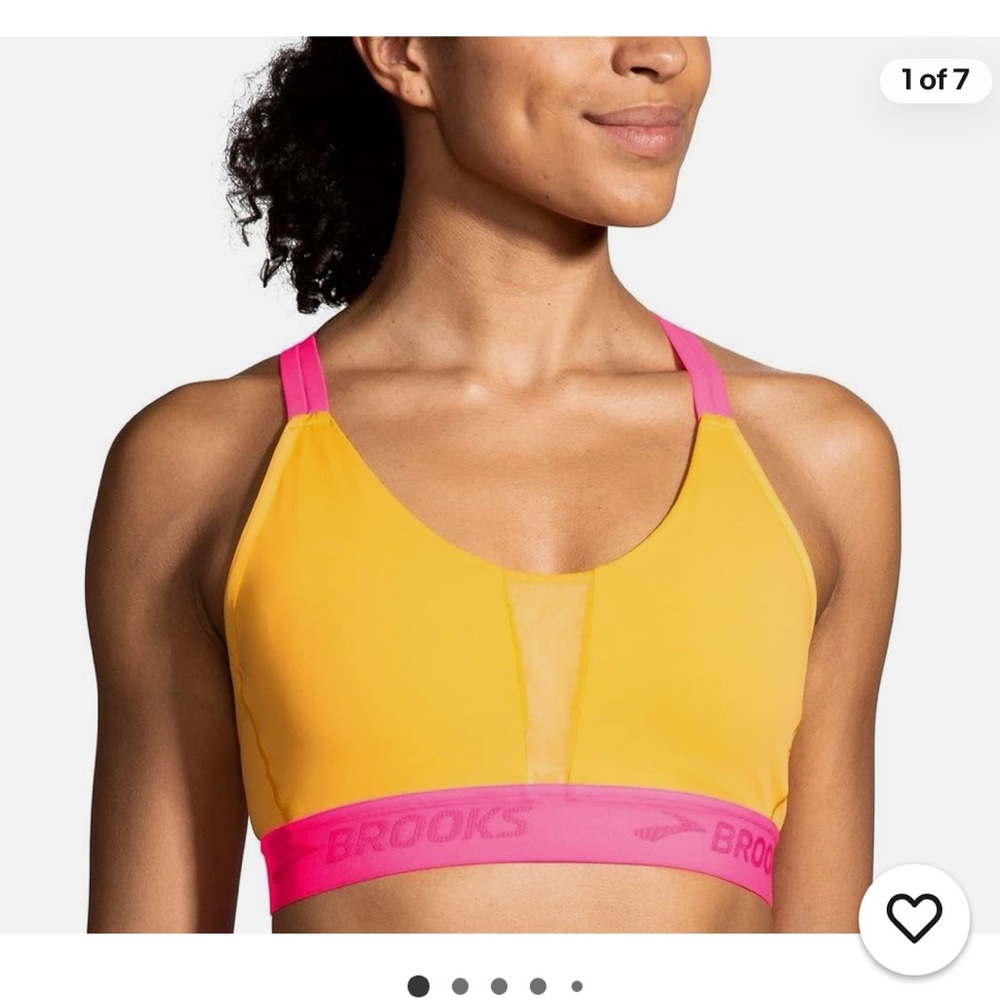 Brooks Drive Plunge Orange and Pink Sports Bra